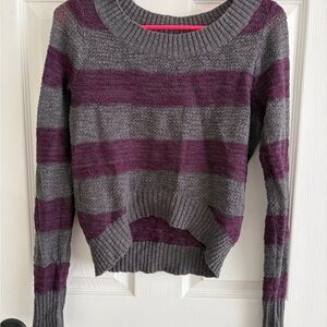 Mudd Women's Sweater in Purple and Gray Stripes